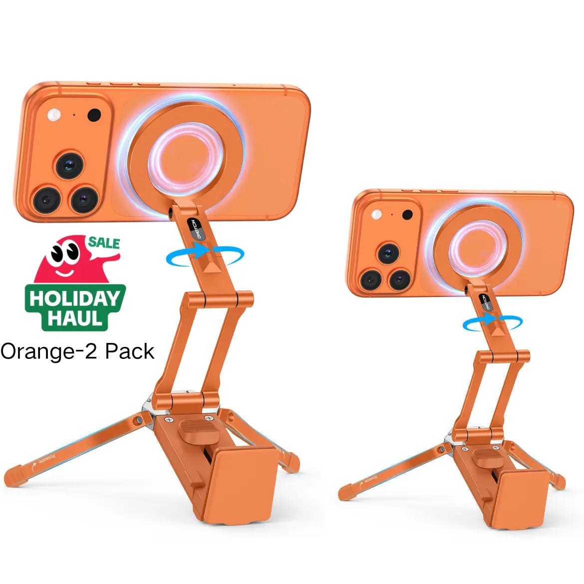 OMOTON Magnetic Mobile Phone Tripod Stand - TP02 Folding Travel Mount with 360-Degree Rotating Shaft, Adjustable Ring Grip, Selfie Stick Clamping Mount & Hook, Cellphone Holder for Desk, Outdoor Use (Tech Accessories, Mobile Accessories),Summervibes