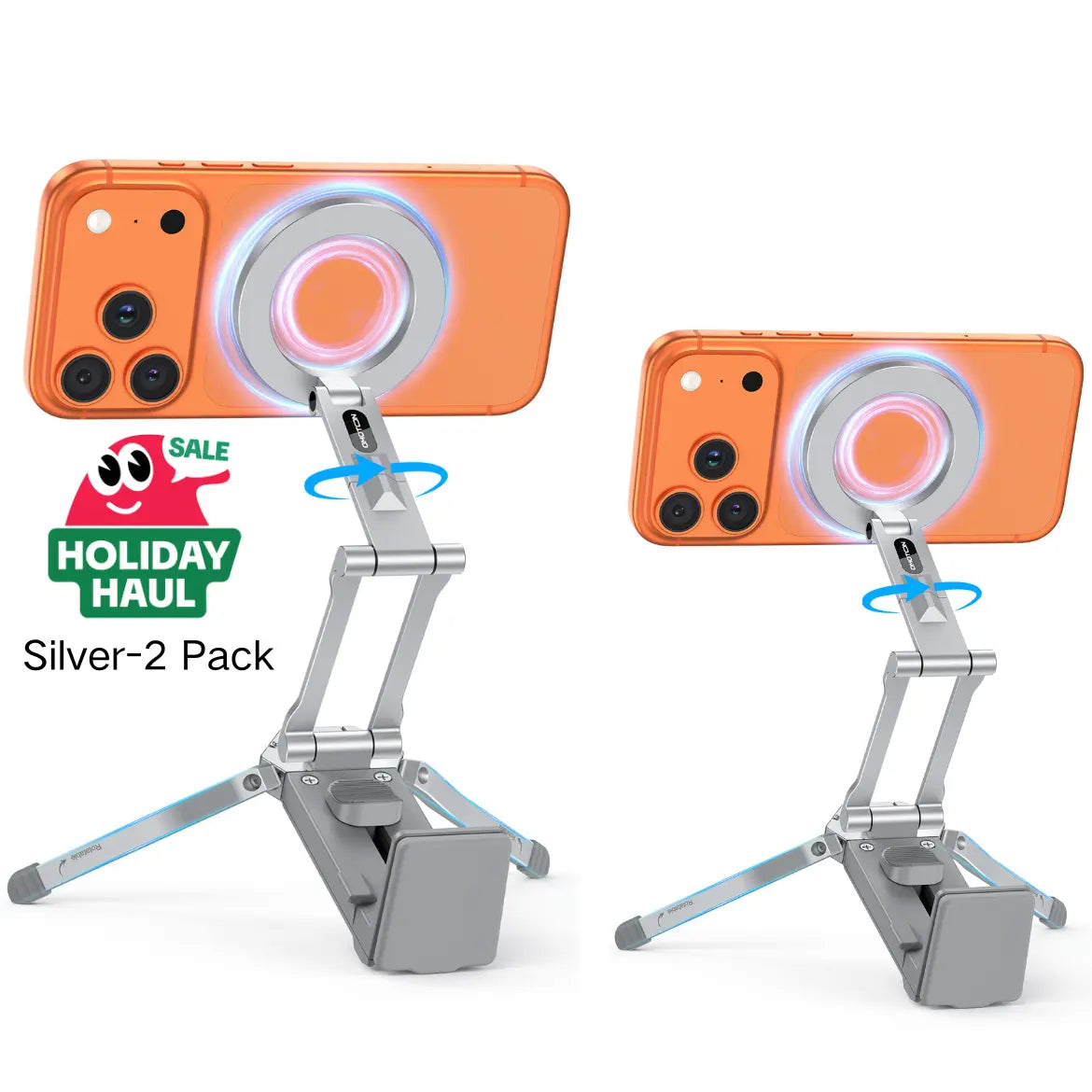 OMOTON Magnetic Mobile Phone Tripod Stand - TP02 Folding Travel Mount with 360-Degree Rotating Shaft, Adjustable Ring Grip, Selfie Stick Clamping Mount & Hook, Cellphone Holder for Desk, Outdoor Use (Tech Accessories, Mobile Accessories),Summervibes