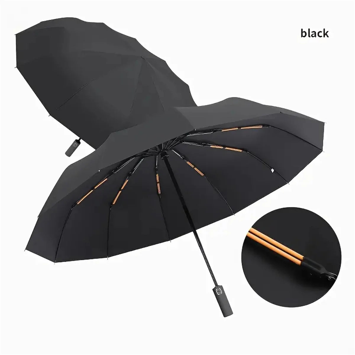 12 Bone Black Glue Fully Automatic Umbrella with Thick and Durable Keel Three Fold Umbrella UV Resistant Folding Umbrella
