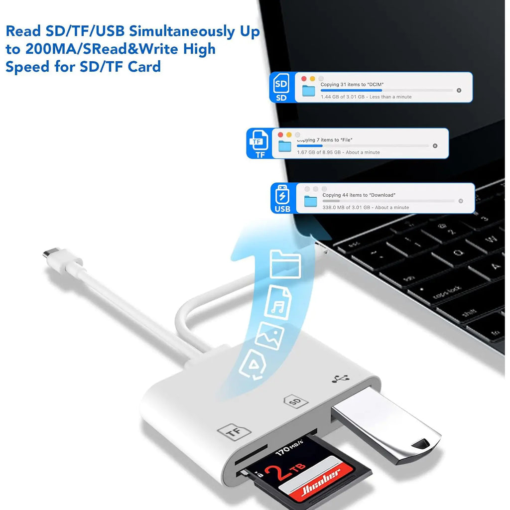 SPGUARD!SD Card Reader for Iphone/Ipad, Dual Lightning and USB C Connector, Micro SD Memory Card Reader Adapter for SD,TF Card, USB Disk, for Iphone 17 16 15 14 13/Iphone 17 Air/Iphone 17 16 15 14 13Pro/Iphone 17 16 15 14 13 Pro Max/Ipad/Macbook