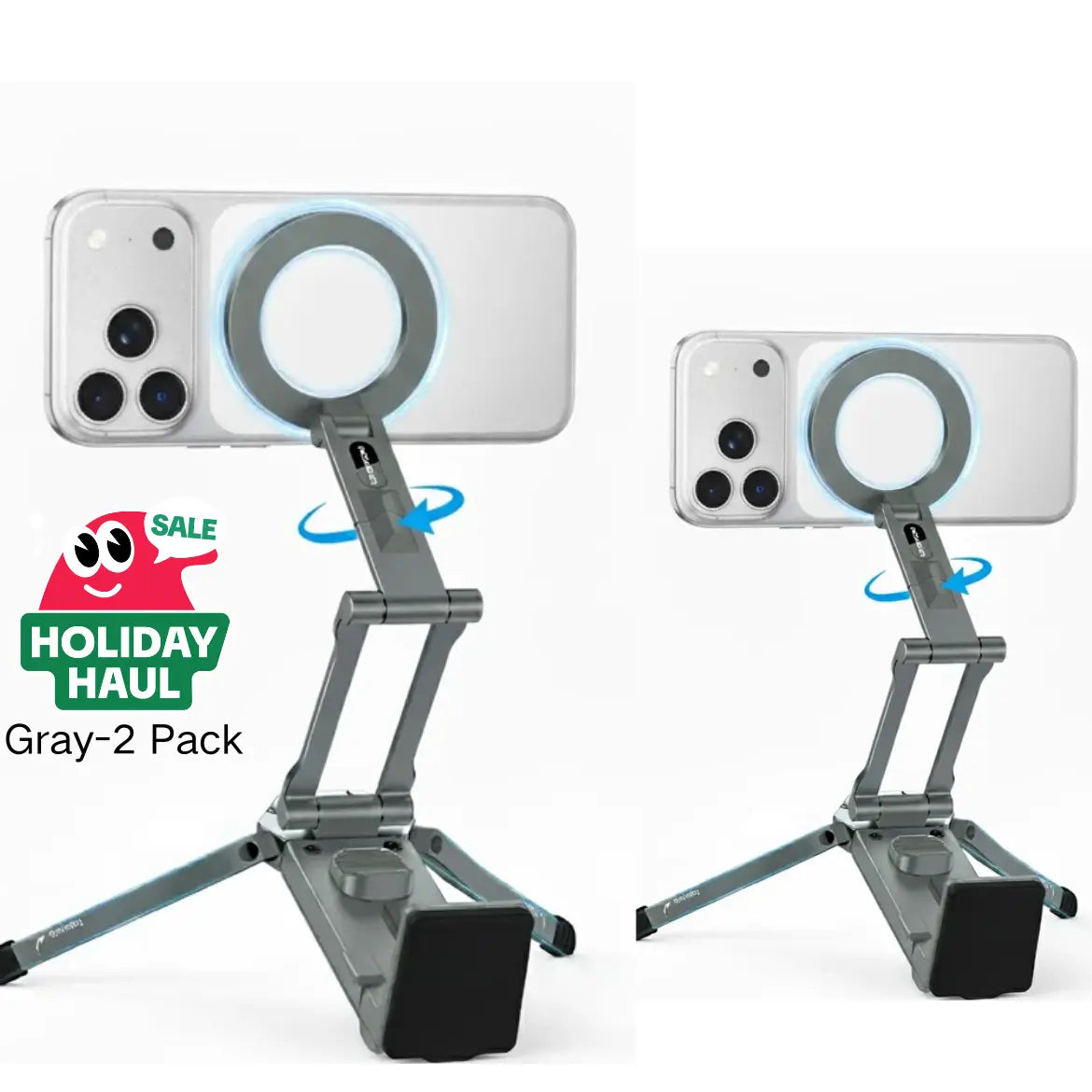OMOTON Magnetic Mobile Phone Tripod Stand - TP02 Folding Travel Mount with 360-Degree Rotating Shaft, Adjustable Ring Grip, Selfie Stick Clamping Mount & Hook, Cellphone Holder for Desk, Outdoor Use (Tech Accessories, Mobile Accessories),Summervibes