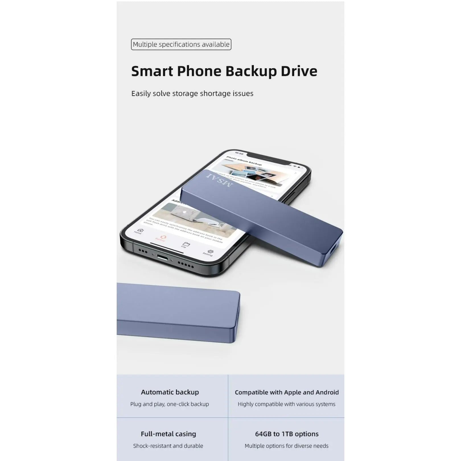 Funnypanda 1TB USB Flash Drive High-Speed USB 3.0 External Storage for Iphone Android PC Mac Foldable Design Easy Connectivity