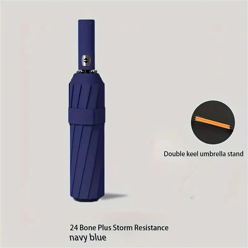 12 Bone Black Glue Fully Automatic Umbrella with Thick and Durable Keel Three Fold Umbrella UV Resistant Folding Umbrella