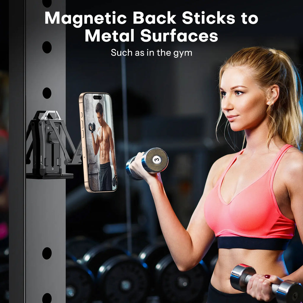 OMOTON Magnetic Mobile Phone Tripod Stand - TP02 Folding Travel Mount with 360-Degree Rotating Shaft, Adjustable Ring Grip, Selfie Stick Clamping Mount & Hook, Cellphone Holder for Desk, Outdoor Use (Tech Accessories, Mobile Accessories),Summervibes