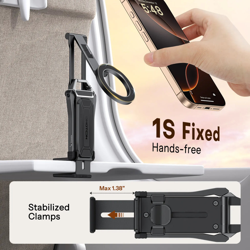 OMOTON Magnetic Mobile Phone Tripod Stand - TP02 Folding Travel Mount with 360-Degree Rotating Shaft, Adjustable Ring Grip, Selfie Stick Clamping Mount & Hook, Cellphone Holder for Desk, Outdoor Use (Tech Accessories, Mobile Accessories),Summervibes