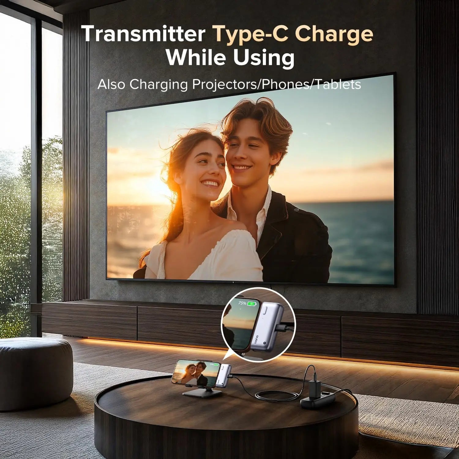 Llano S850 Upgraded Type-C Wireless HDMI Transmitter and Receiver, 50M, Ultra 4K Decode Input 1080P@60Hz Output, Plug&Play 5G+2.4G and Audio for Phone/Tablet/Laptop/Pc to Monitor/Projector/Tv Box